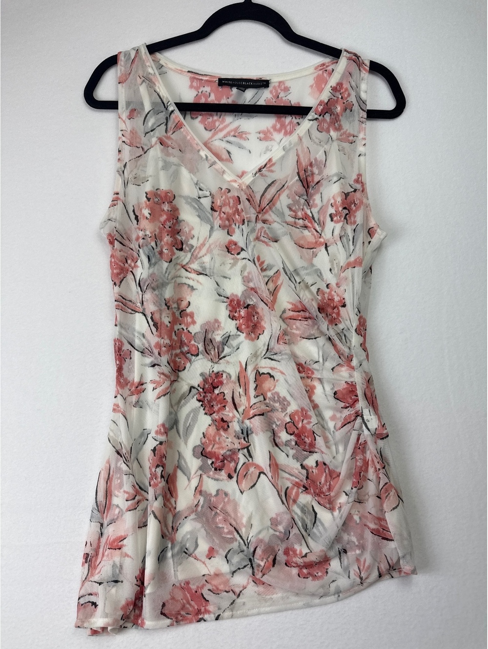 White House Black Market Floral Sleeveless Top Large